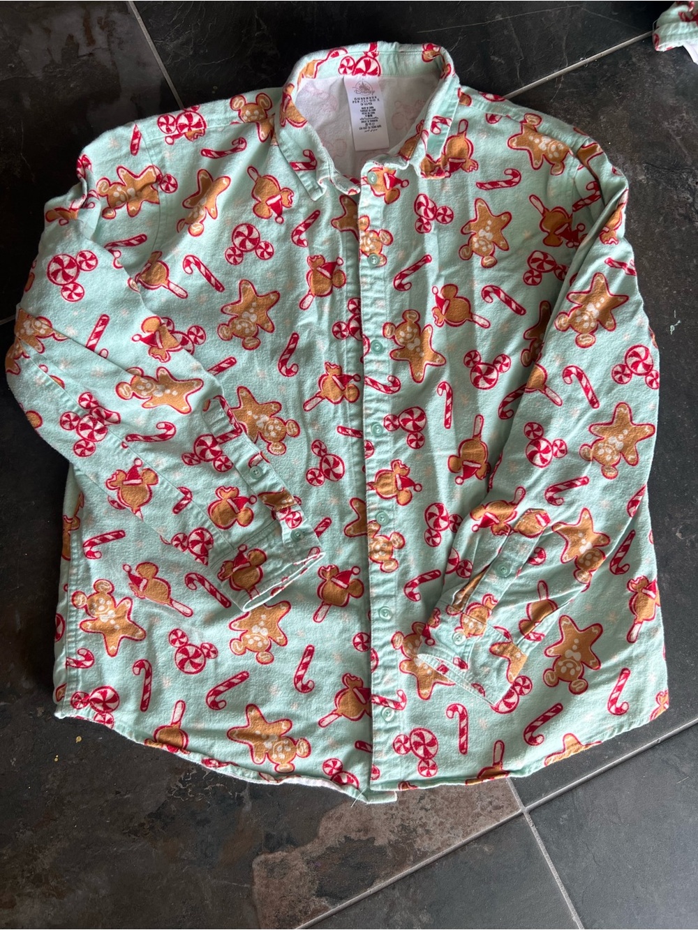 Disney Mickey Treats Flannel shirt, Mickey Christmas Candy Cane Shirt - Mint
